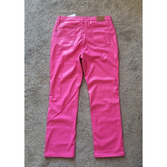 Judy Blue women's hot pink high rise tummy control faux leather pants size 15/32 - Picture 4 of 12